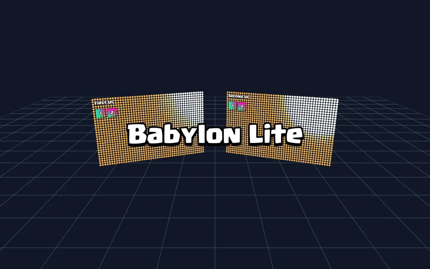 Babylon Lite example with a world-space UI and lighting in a 3D scene