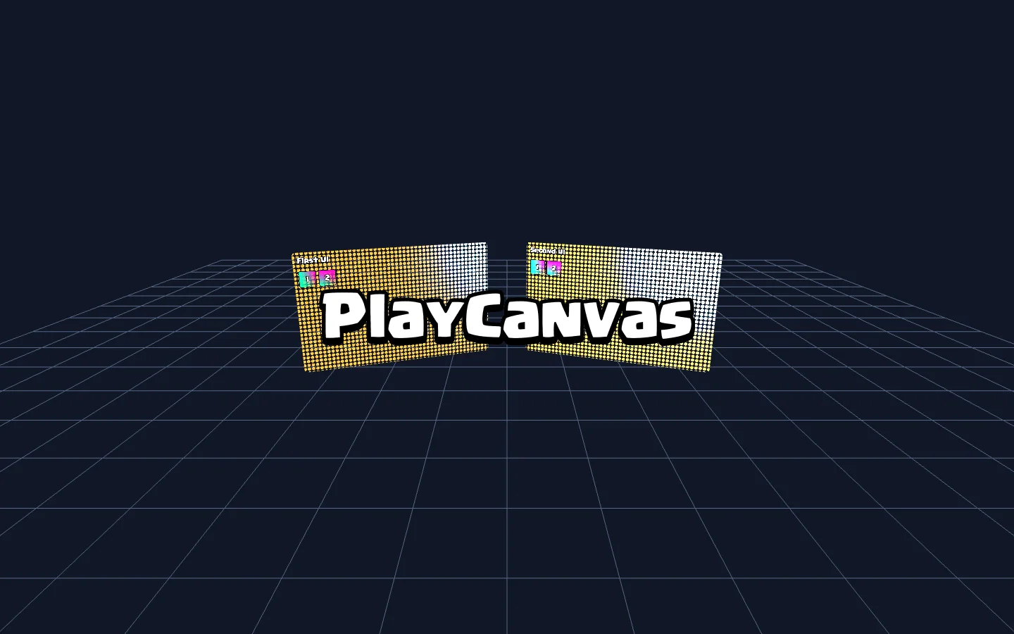 PlayCanvas example with a world-space UI and lighting in a 3D scene