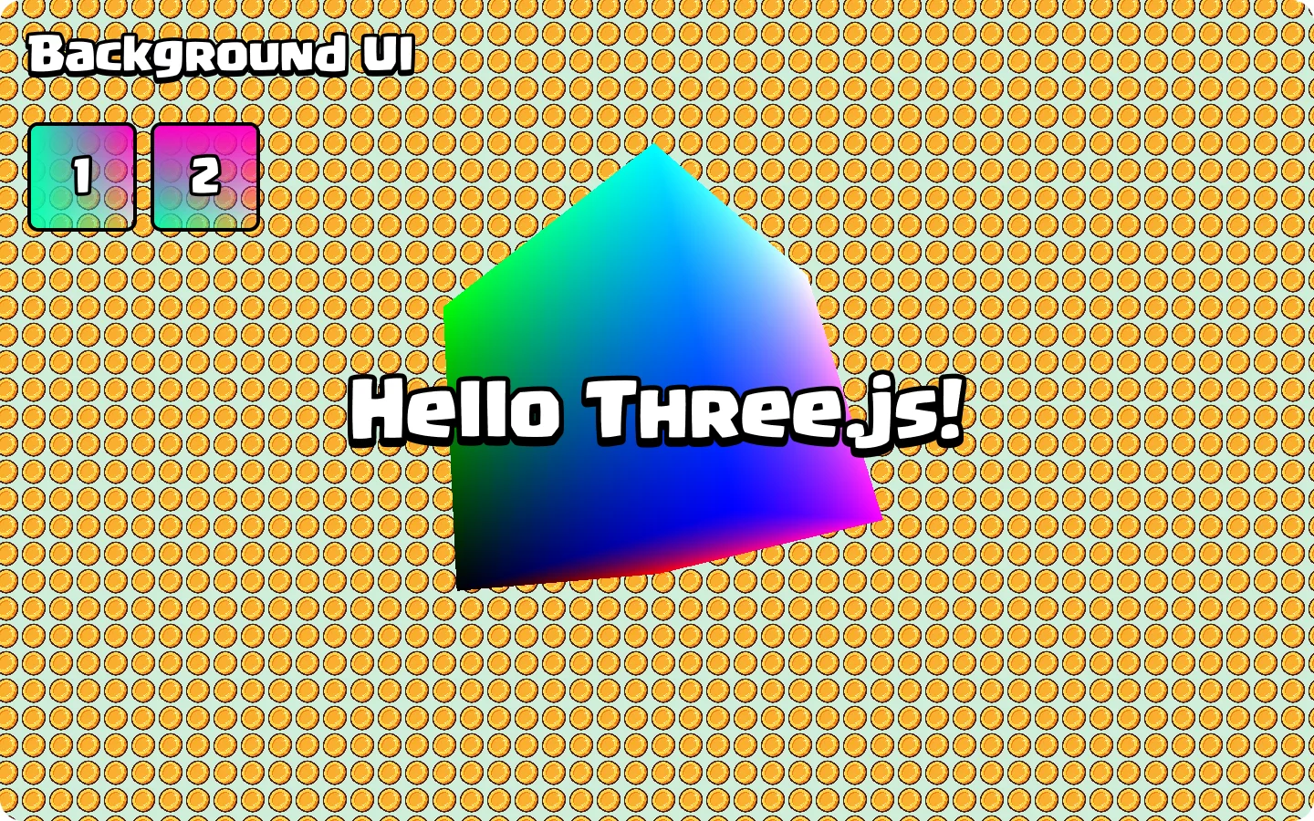 Three.js example with background UI, an engine scene, and foreground UI