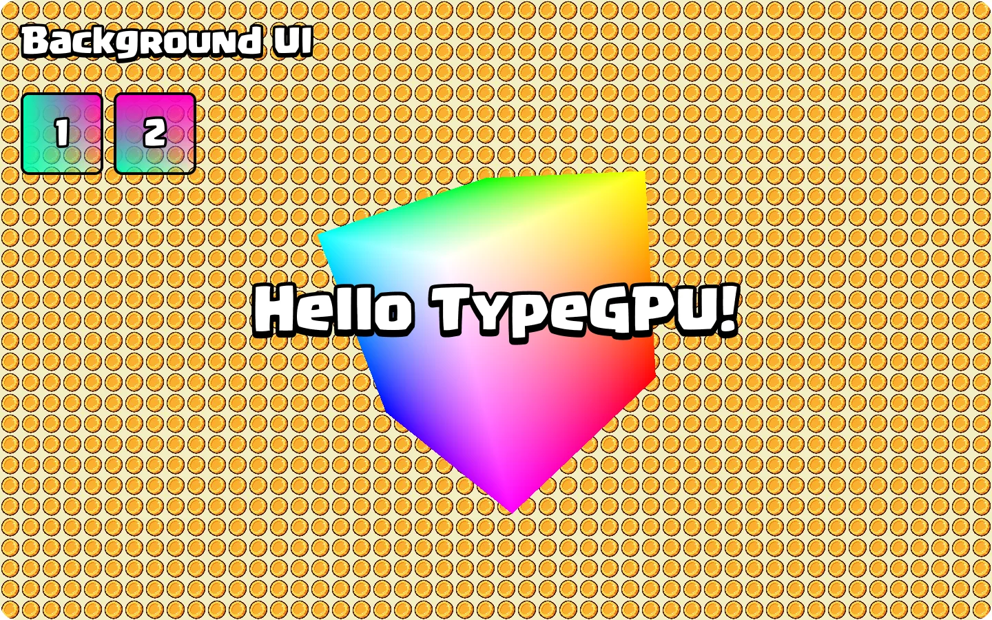 TypeGPU example with background UI, an engine scene, and foreground UI