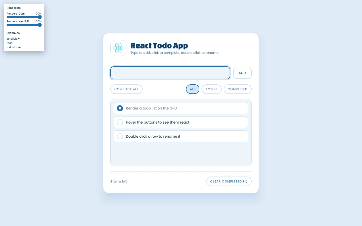 React todo list example built with uno UI