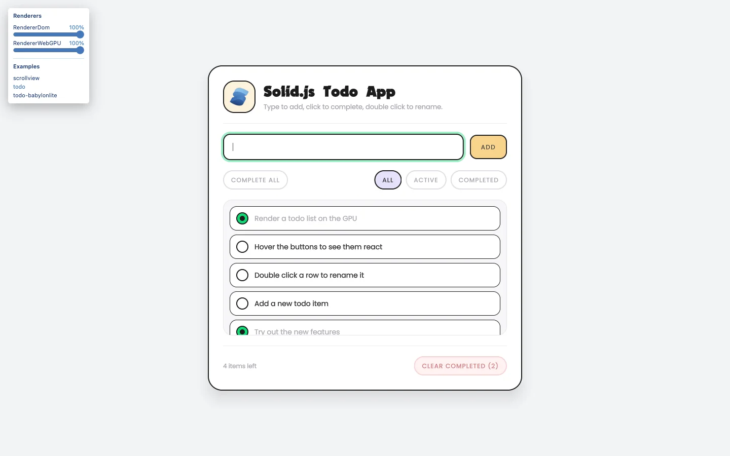 Solid todo list example built with uno UI