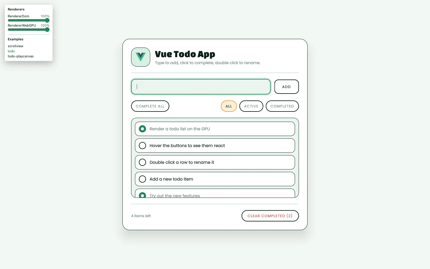 Vue todo list example built with uno UI